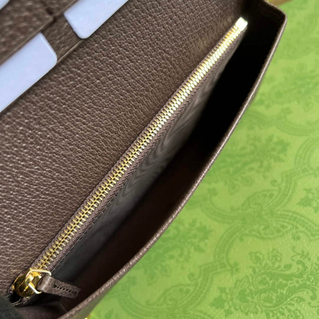 Gucci ‎621892 Horsebit 1955 wallet with chain brown gg
