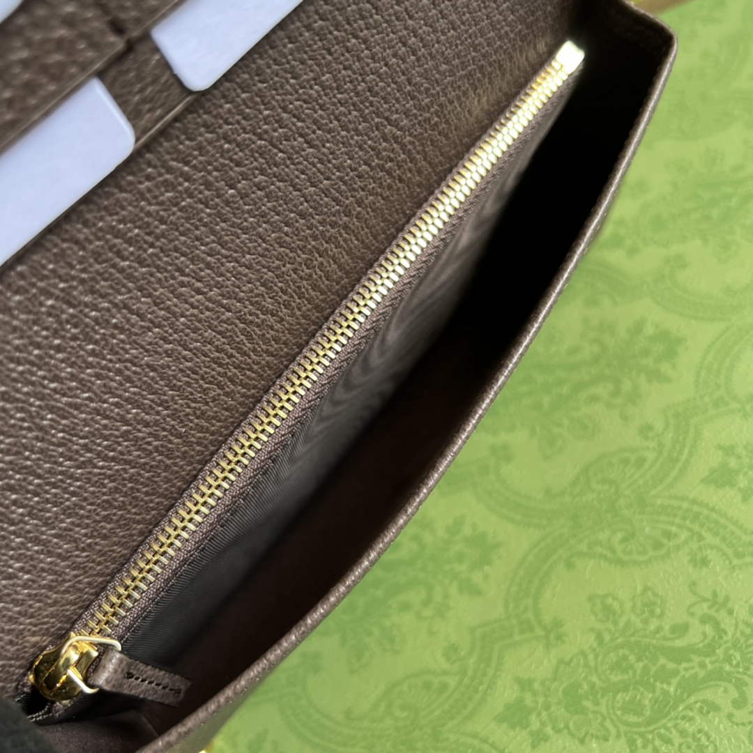 Gucci ‎621892 Horsebit 1955 wallet with chain brown gg