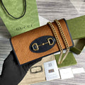 Gucci ‎621892 Horsebit 1955 wallet with chain brown
