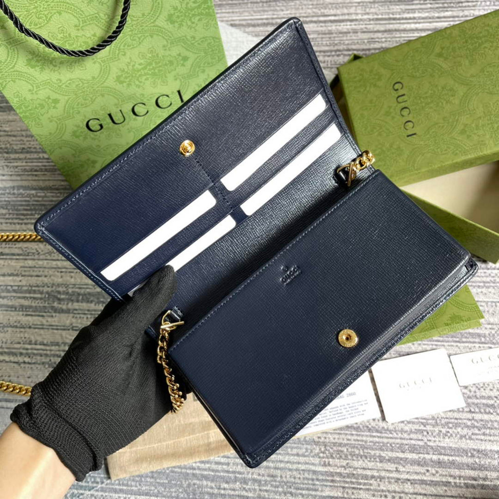 Gucci ‎621892 Horsebit 1955 wallet with chain brown