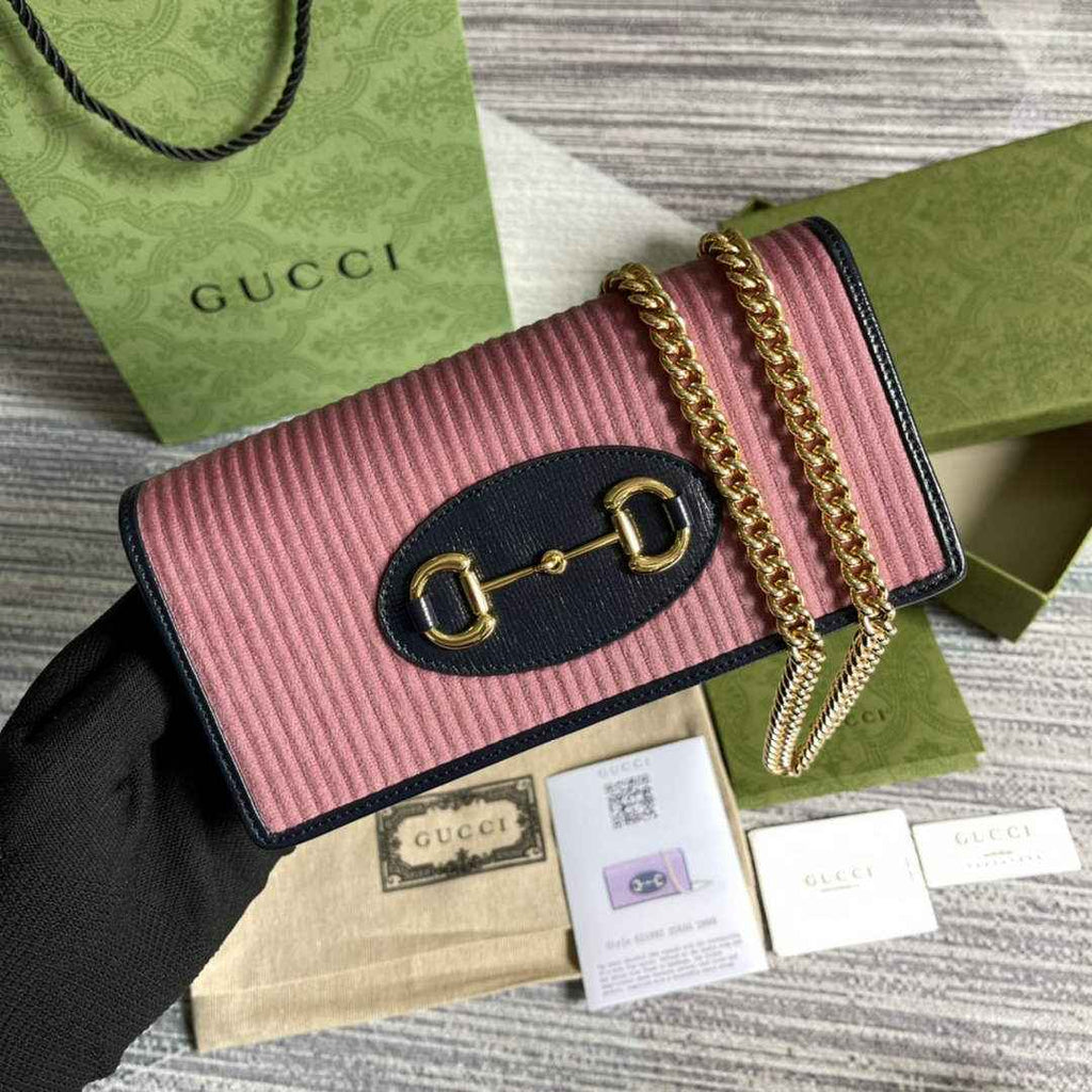 Gucci ‎621892 Horsebit 1955 wallet with chain purple