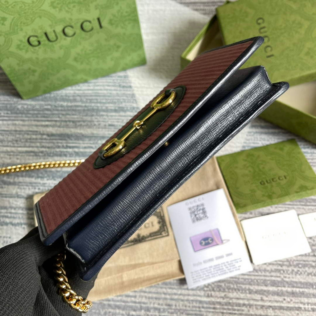 Gucci ‎621892 Horsebit 1955 wallet with chain purple