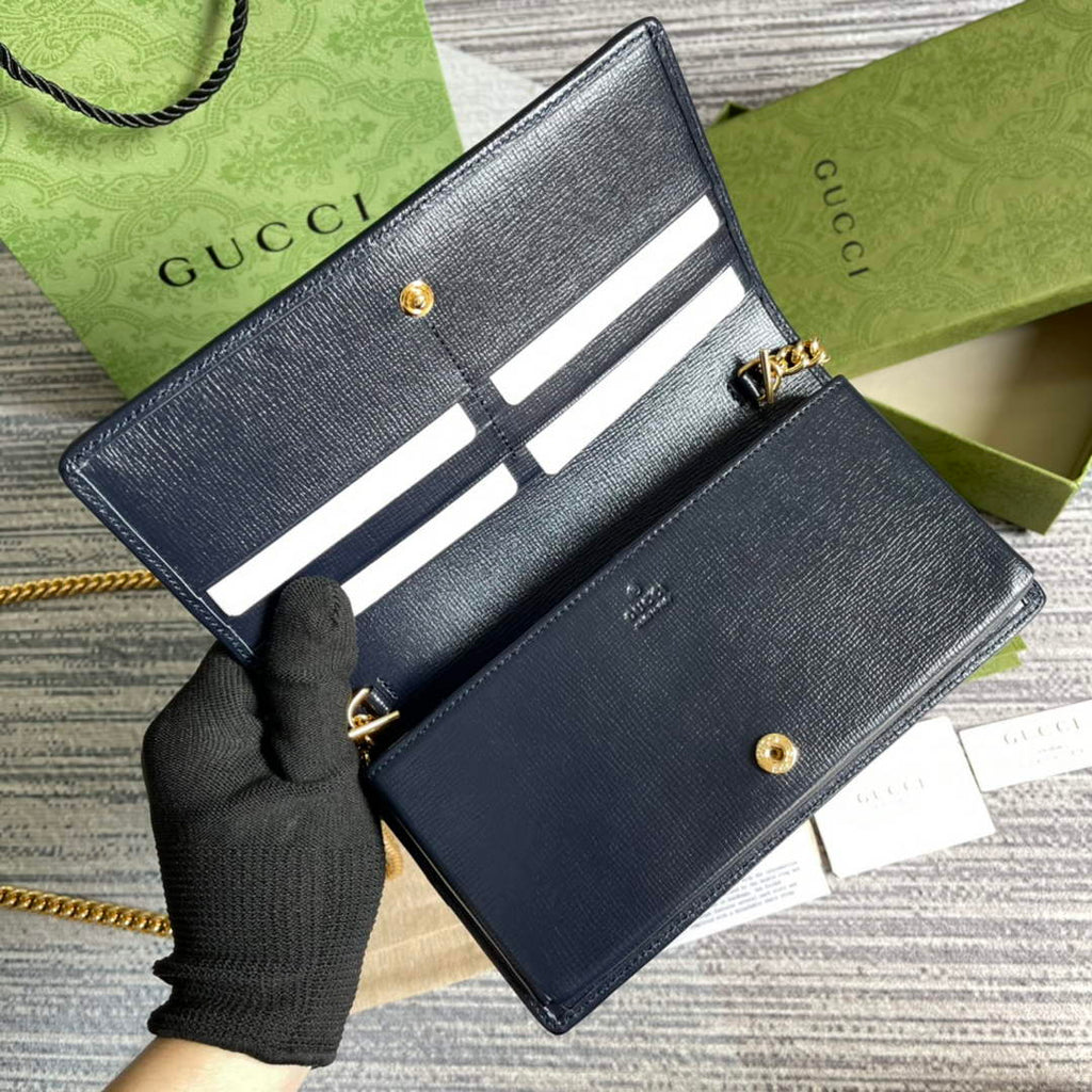 Gucci ‎621892 Horsebit 1955 wallet with chain purple