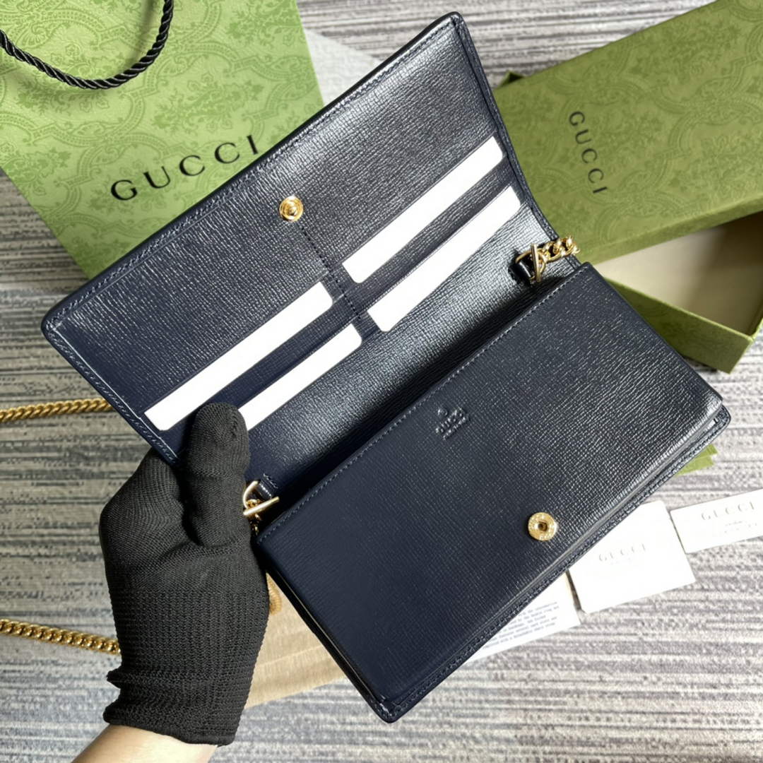 Gucci ‎621892 Horsebit 1955 wallet with chain purple
