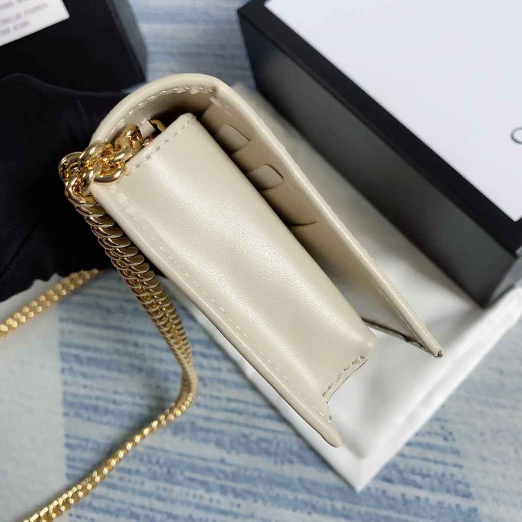 Gucci ‎621892 Horsebit 1955 wallet with chain white leather