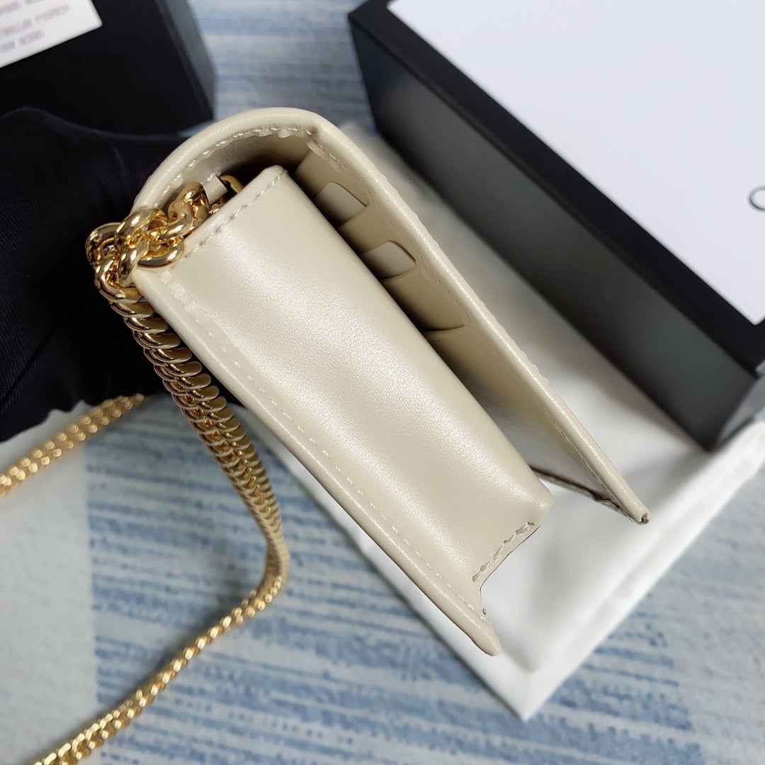 Gucci ‎621892 Horsebit 1955 wallet with chain white leather