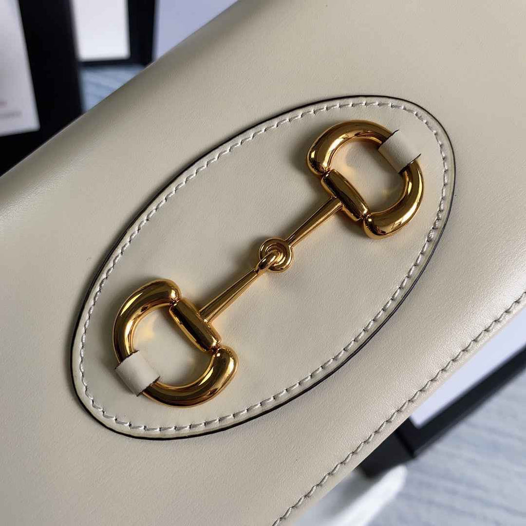 Gucci ‎621892 Horsebit 1955 wallet with chain white leather
