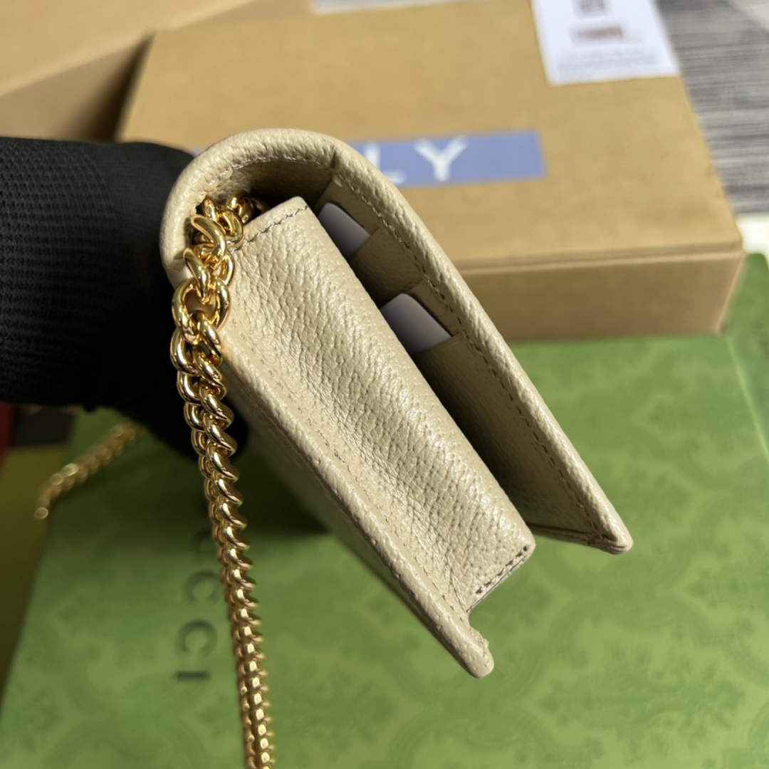 Gucci ‎621892 Horsebit 1955 wallet with chain apricot GG Supreme