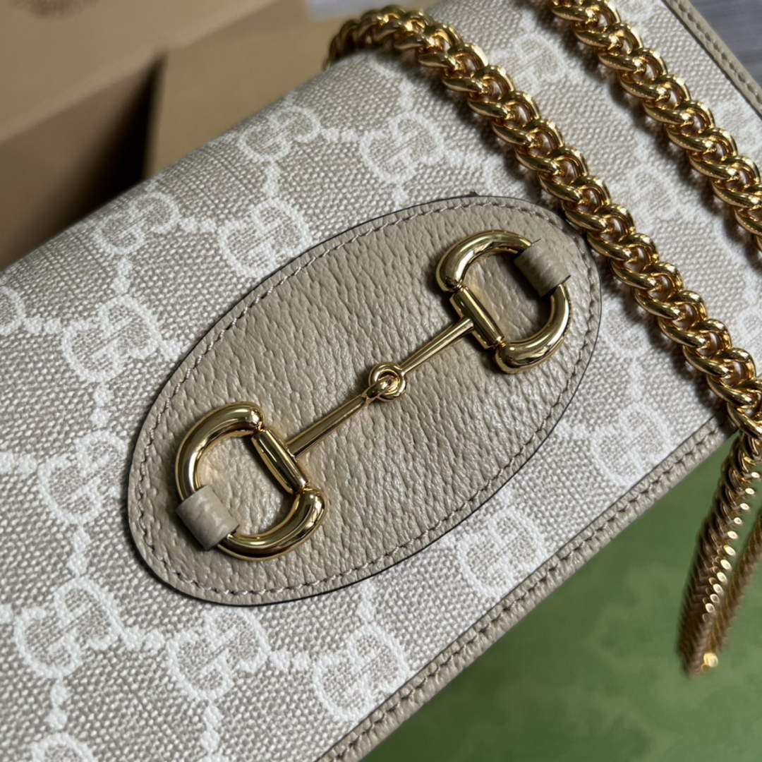 Gucci ‎621892 Horsebit 1955 wallet with chain apricot GG Supreme