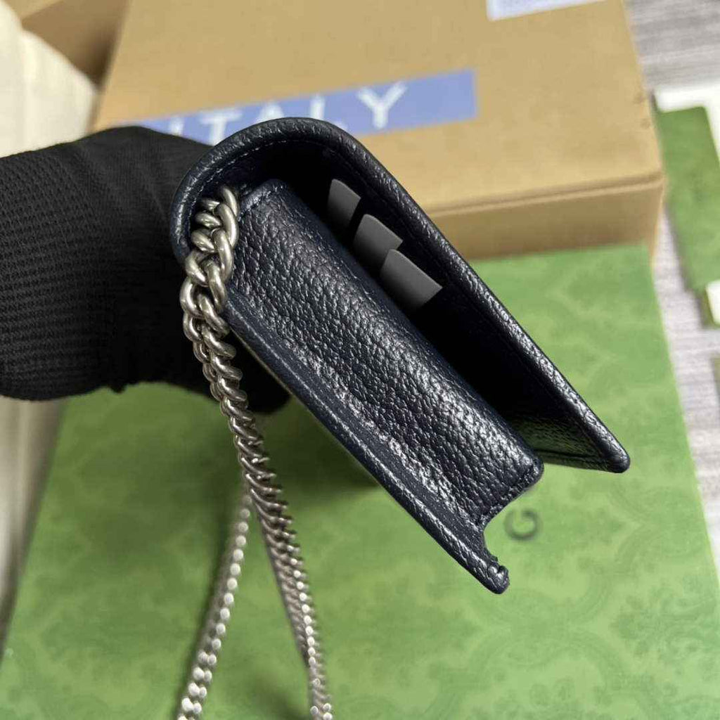 Gucci ‎621892 Horsebit 1955 wallet with chain black GG Supreme