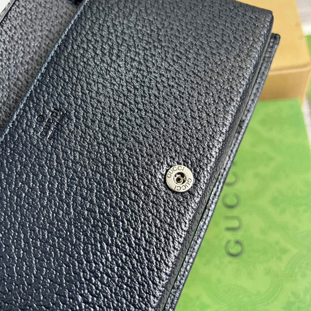 Gucci ‎621892 Horsebit 1955 wallet with chain black GG Supreme