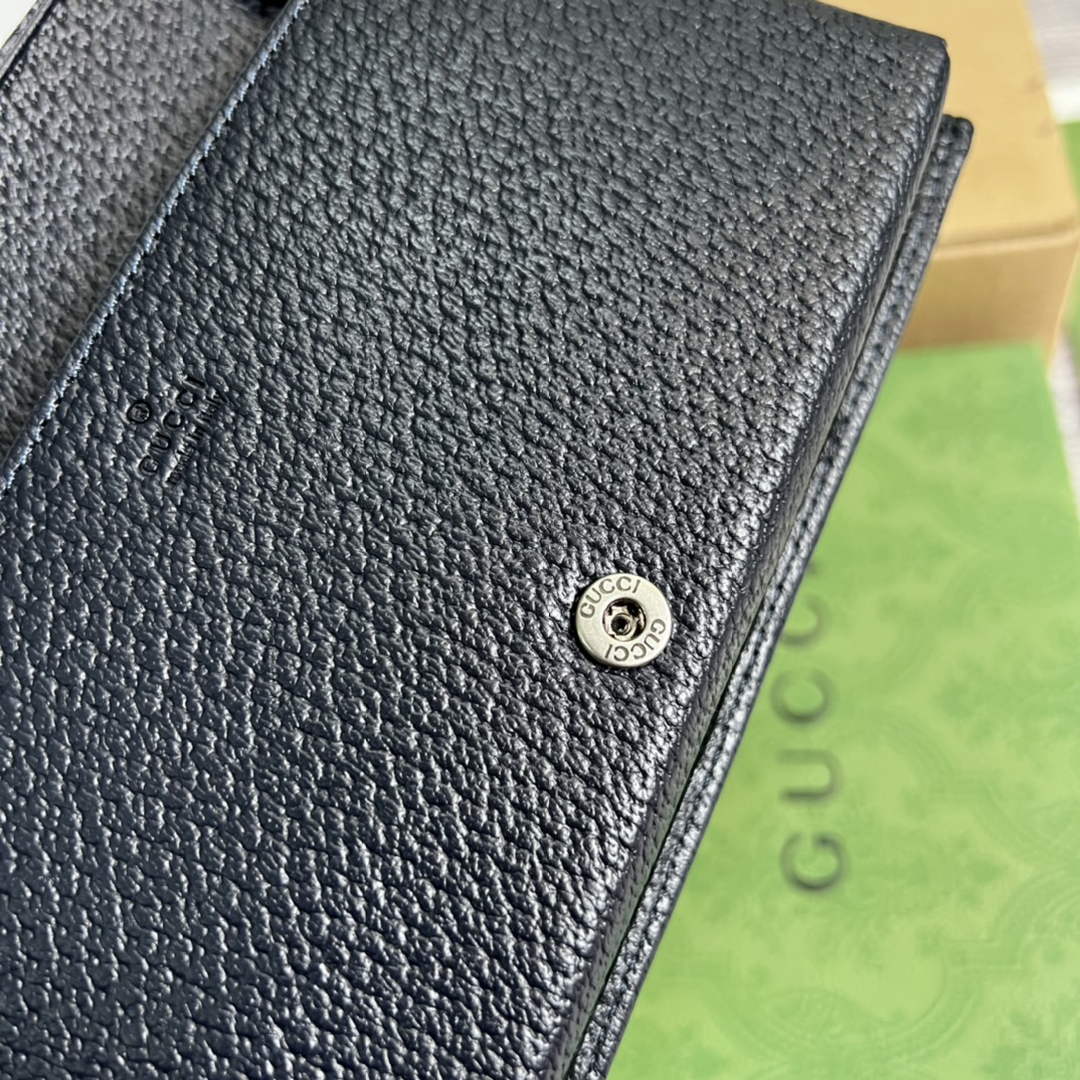 Gucci ‎621892 Horsebit 1955 wallet with chain black GG Supreme