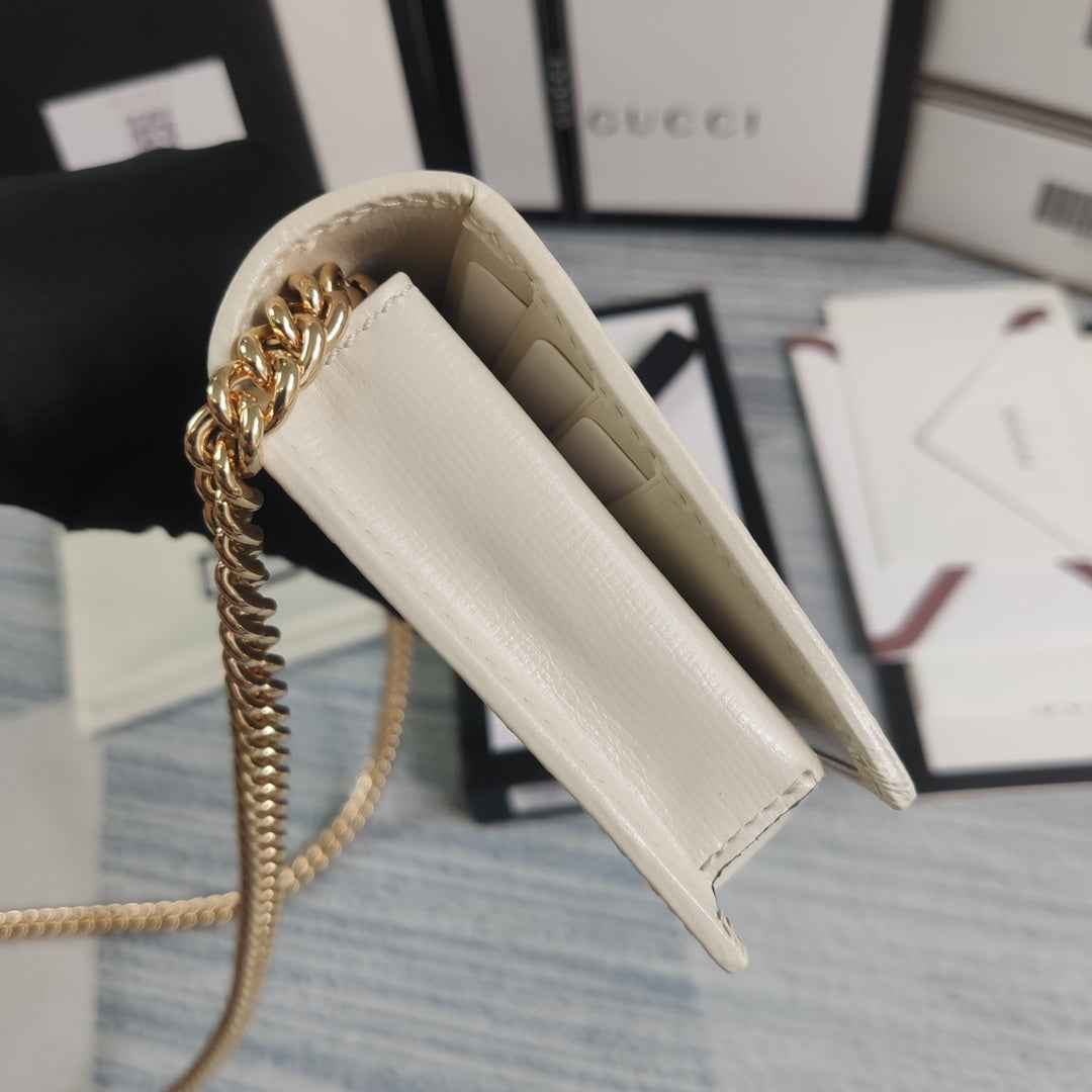 Gucci ‎621892 Horsebit 1955 wallet with chain Beige GG Supreme canvas