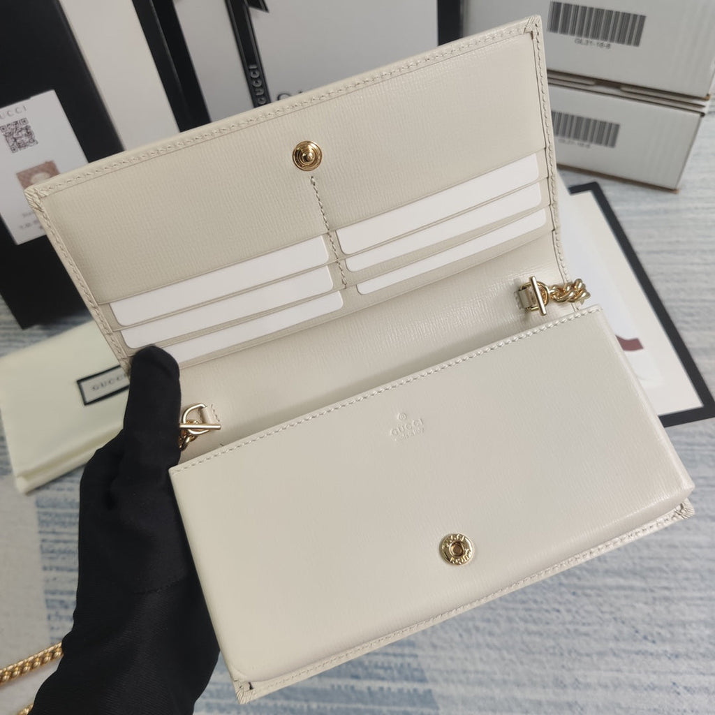 Gucci ‎621892 Horsebit 1955 wallet with chain Beige GG Supreme canvas