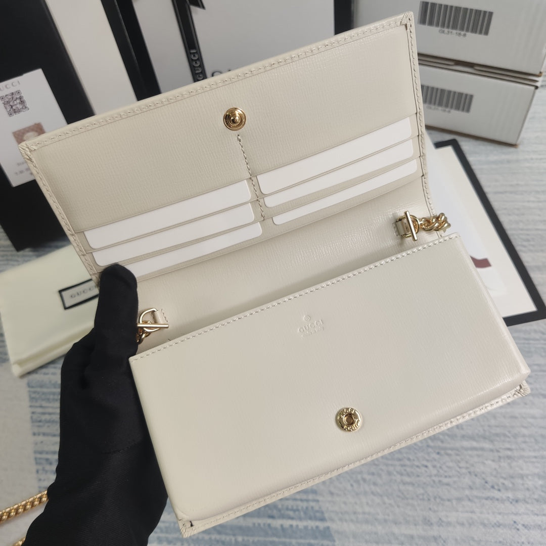 Gucci ‎621892 Horsebit 1955 wallet with chain Beige GG Supreme canvas