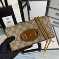 Gucci ‎621892 Horsebit 1955 wallet with chain brown GG Supreme
