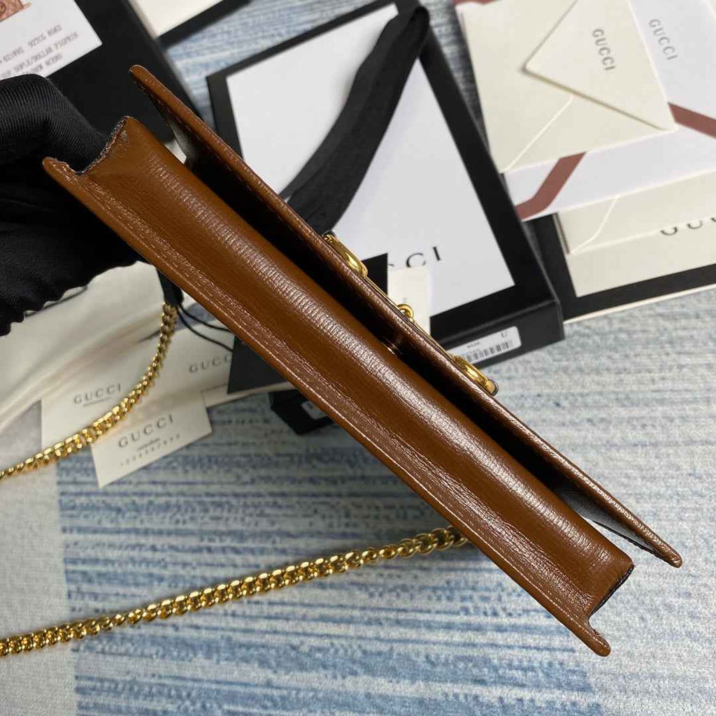 Gucci ‎621892 Horsebit 1955 wallet with chain brown GG Supreme
