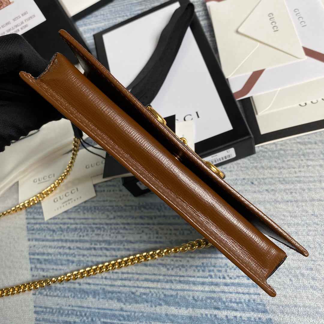 Gucci ‎621892 Horsebit 1955 wallet with chain brown GG Supreme