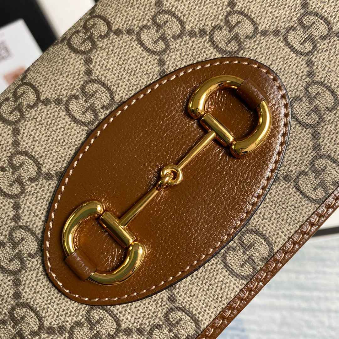 Gucci ‎621892 Horsebit 1955 wallet with chain brown GG Supreme