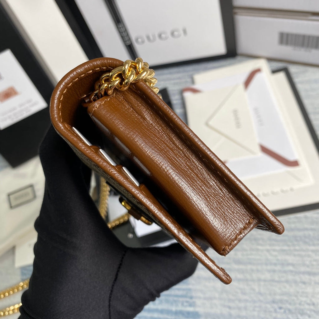 Gucci ‎621892 Horsebit 1955 wallet with chain brown GG Supreme