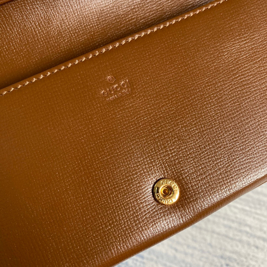 Gucci ‎621892 Horsebit 1955 wallet with chain brown GG Supreme