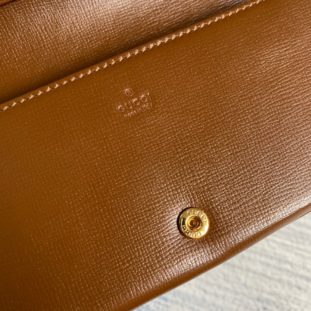 Gucci ‎621892 Horsebit 1955 wallet with chain brown GG Supreme