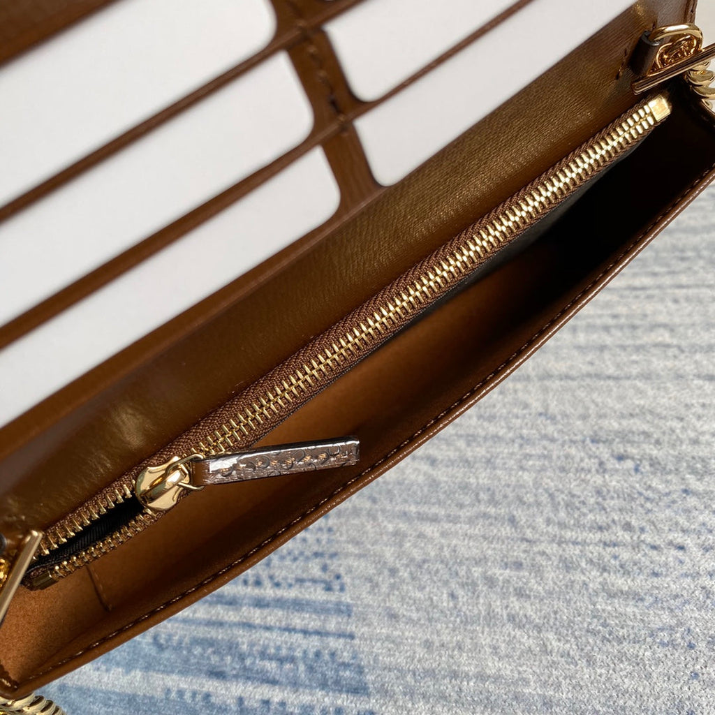 Gucci ‎621892 Horsebit 1955 wallet with chain brown GG Supreme