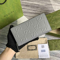 ‎Gucci ‎625558 GG embossed zip around wallet gray