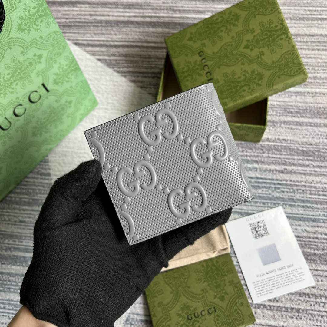 ‎Gucci ‎625559 GG embossed bi-fold wallet Gray