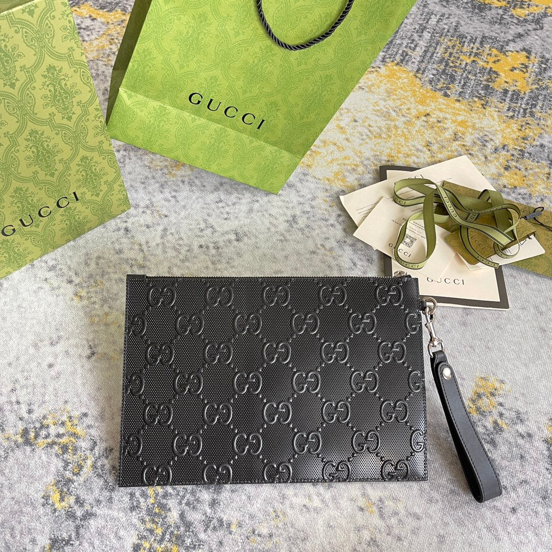 Gucci ‎‎625569 GG embossed pouch Black