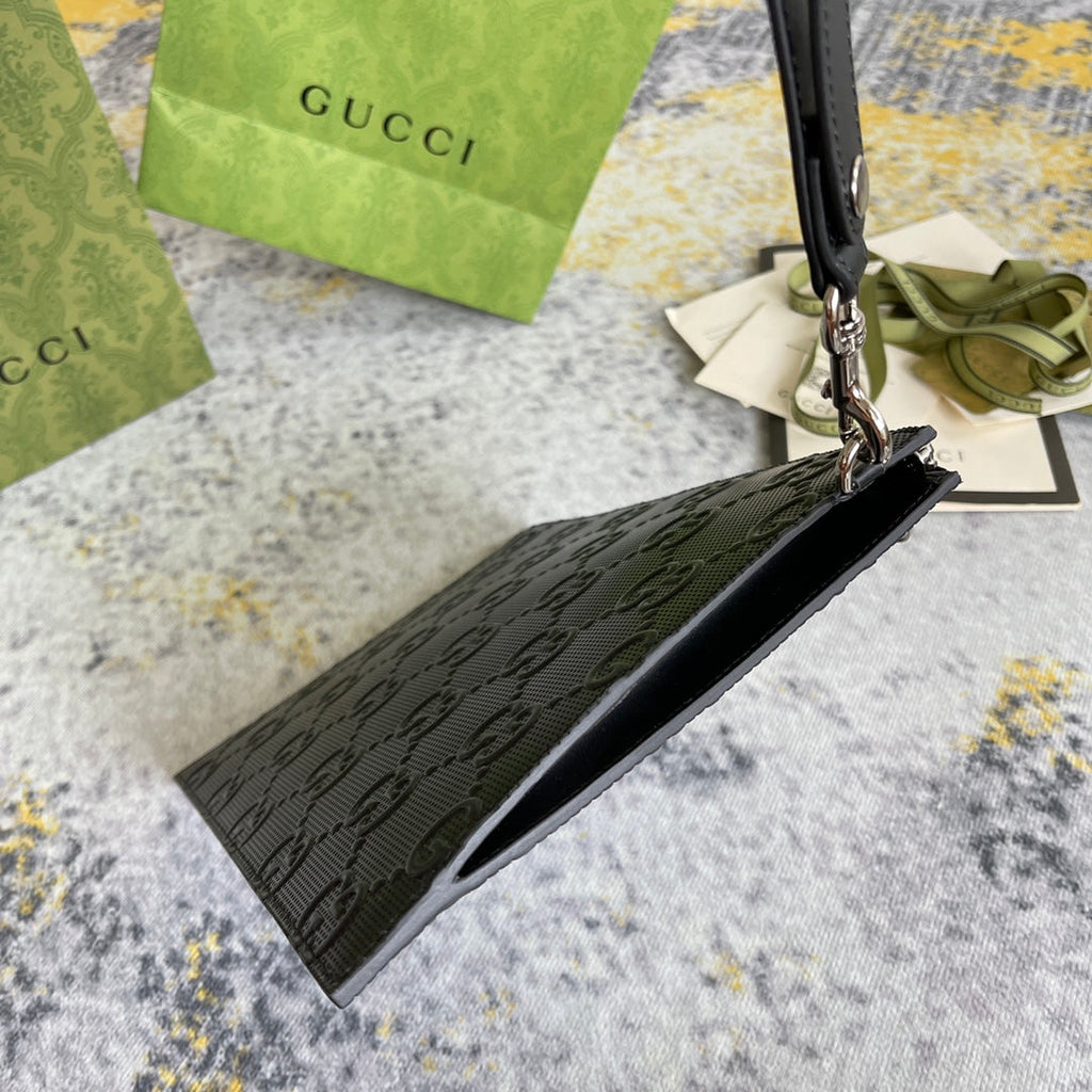 Gucci ‎‎625569 GG embossed pouch Black