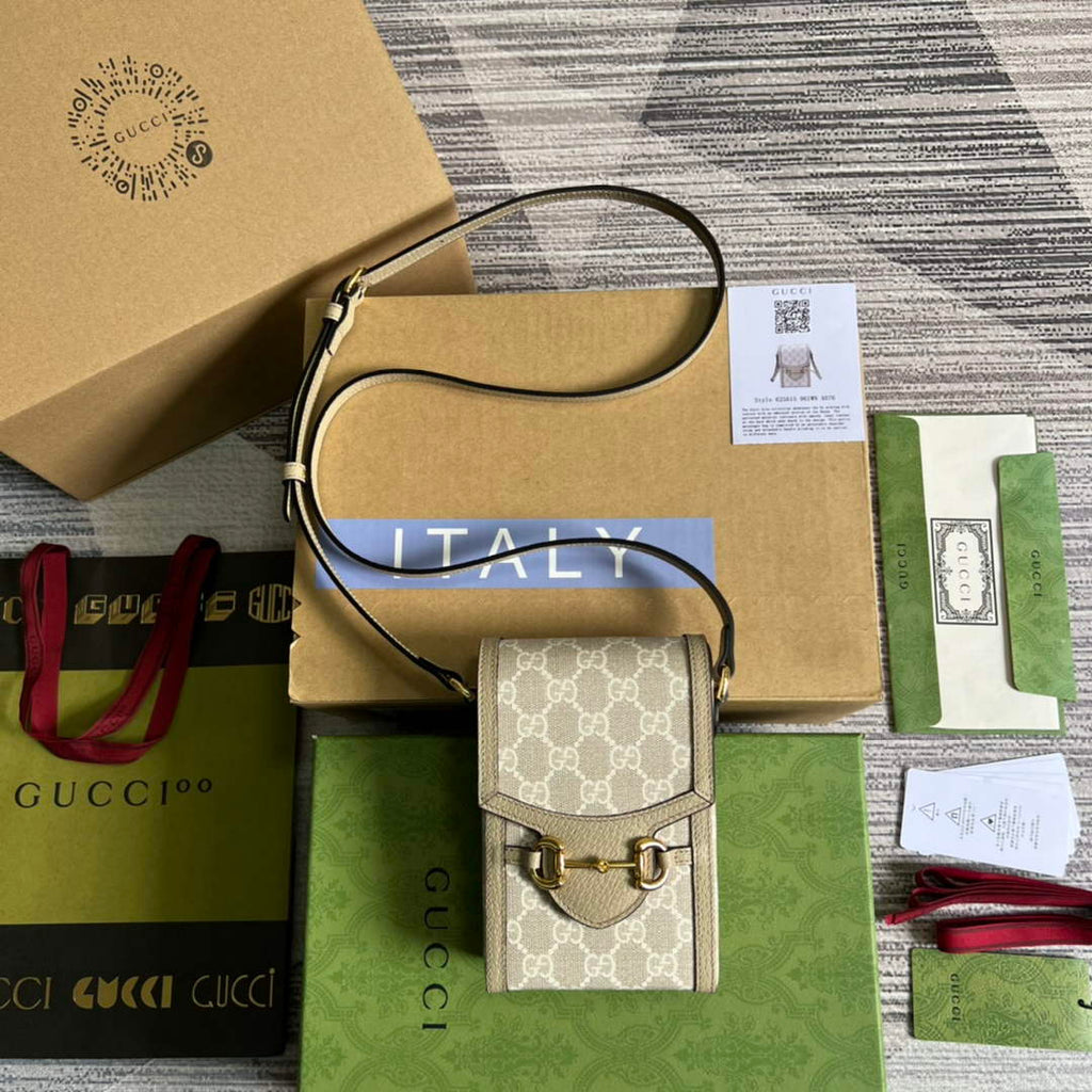 Gucci ‎‎625615 Horsebit 1955 mini bag beige GG Supreme