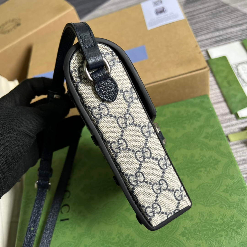 Gucci ‎‎625615 Horsebit 1955 mini bag blue GG Supreme