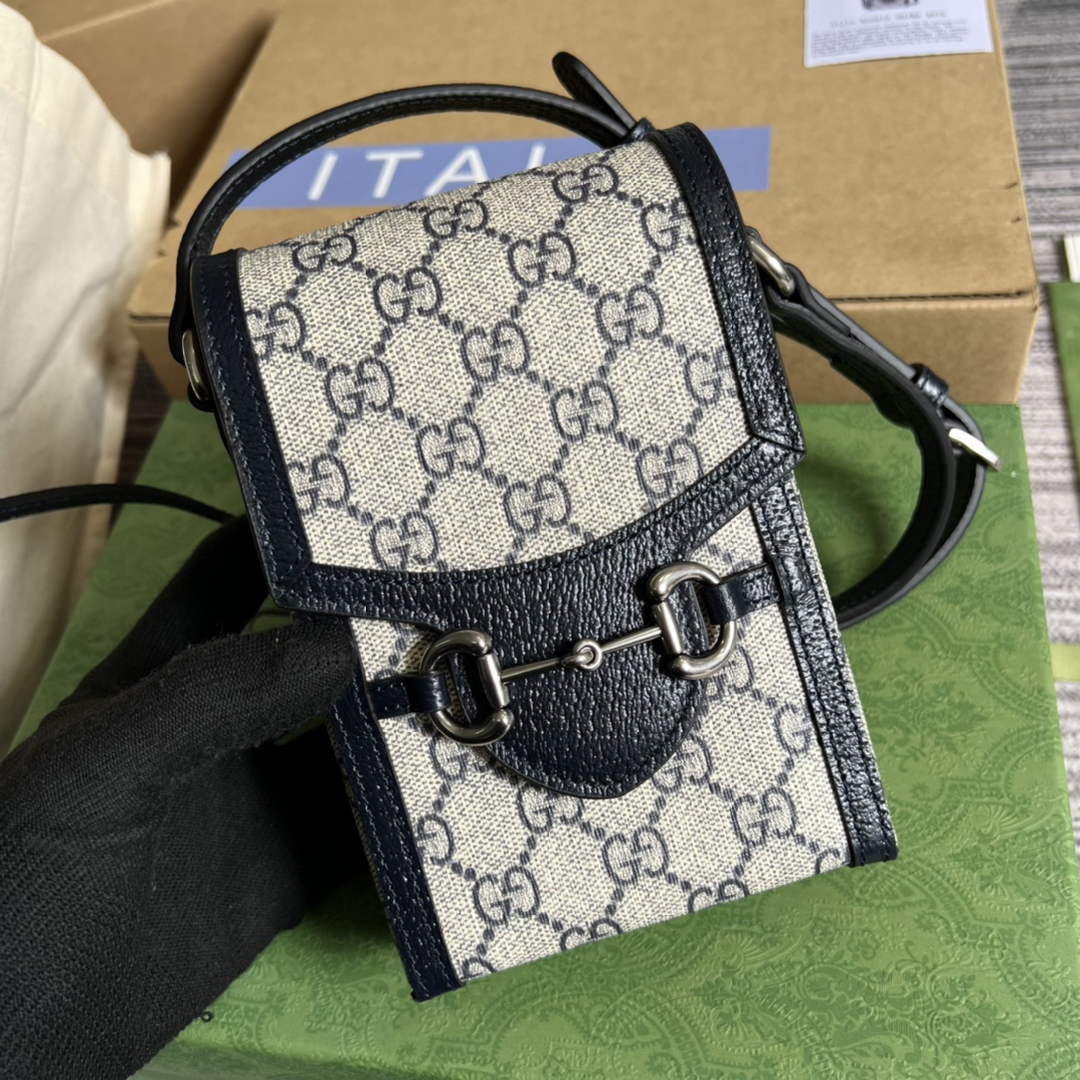Gucci ‎‎625615 Horsebit 1955 mini bag blue GG Supreme