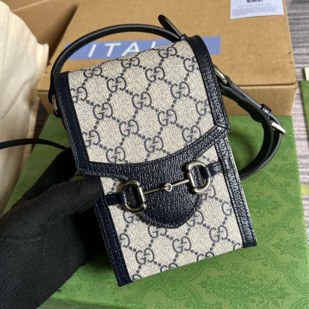 Gucci ‎‎625615 Horsebit 1955 mini bag blue GG Supreme