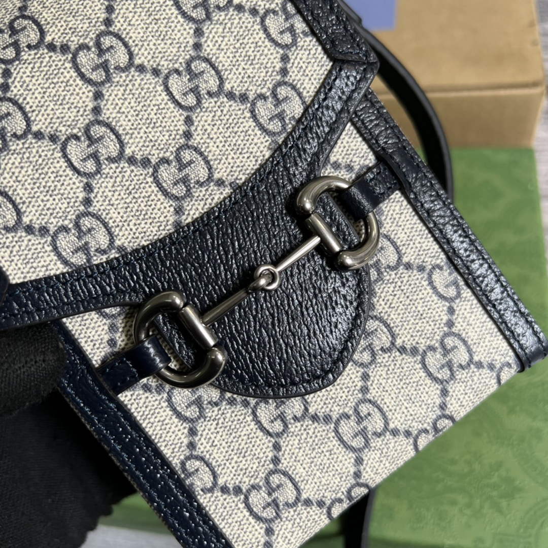 Gucci ‎‎625615 Horsebit 1955 mini bag blue GG Supreme