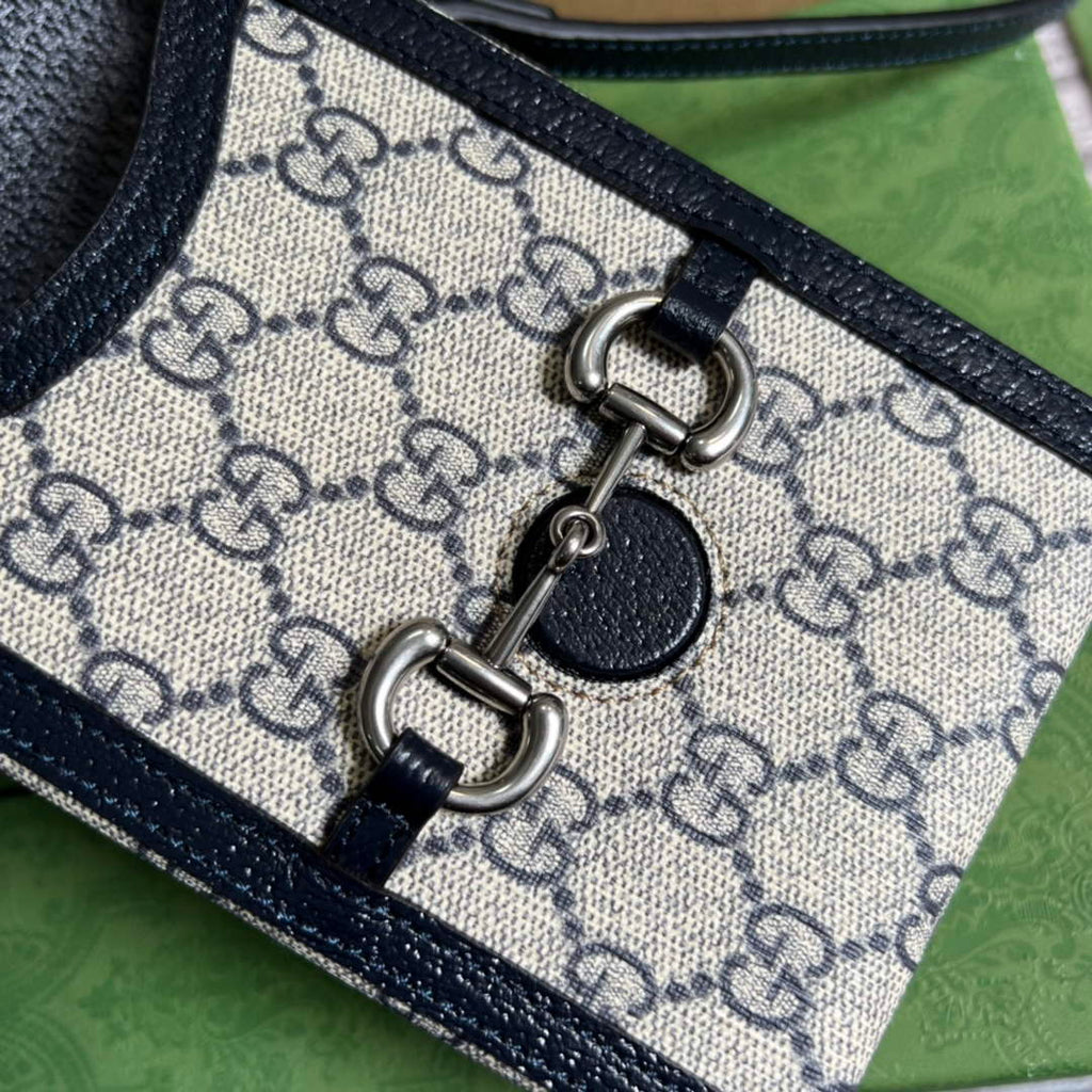 Gucci ‎‎625615 Horsebit 1955 mini bag blue GG Supreme