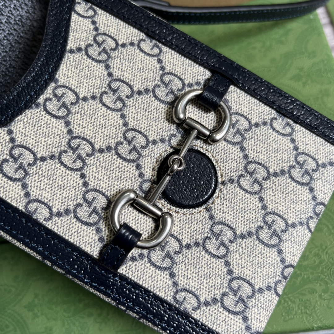 Gucci ‎‎625615 Horsebit 1955 mini bag blue GG Supreme