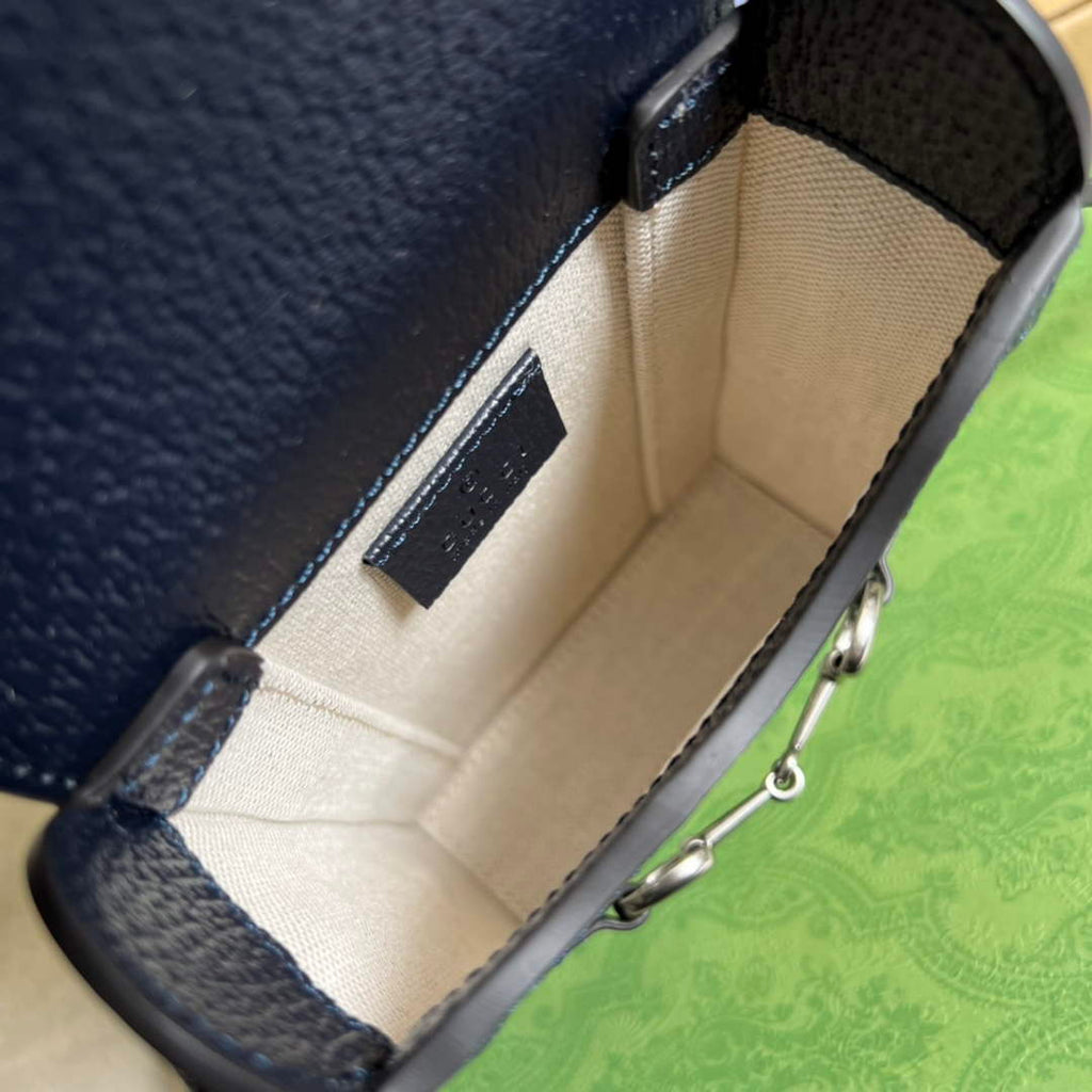Gucci ‎‎625615 Horsebit 1955 mini bag blue GG Supreme
