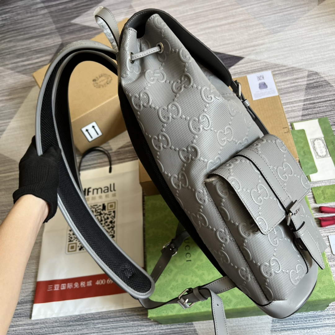 Gucci 625770 GG embossed backpack Grey Leather