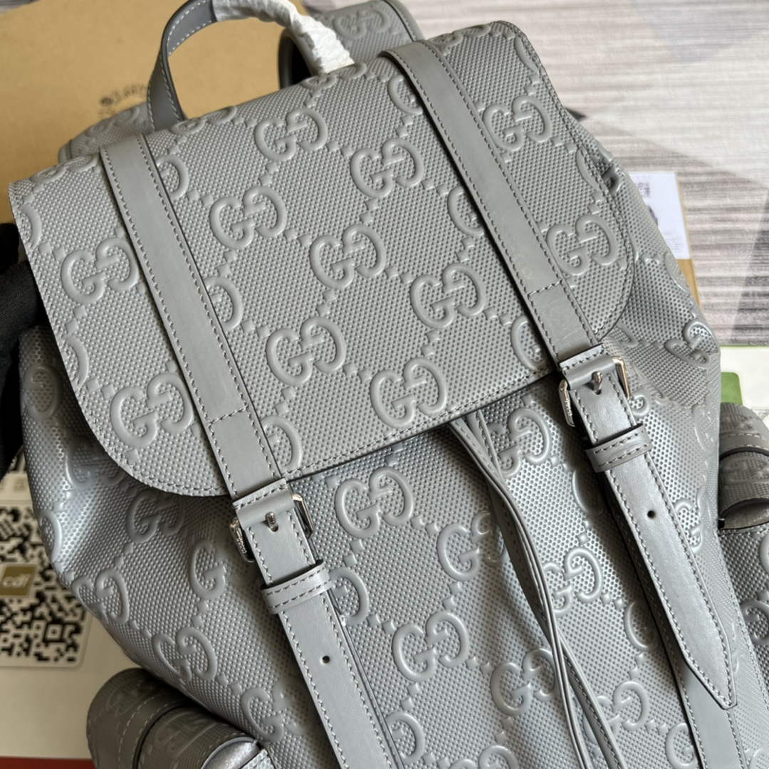 Gucci 625770 GG embossed backpack Grey Leather