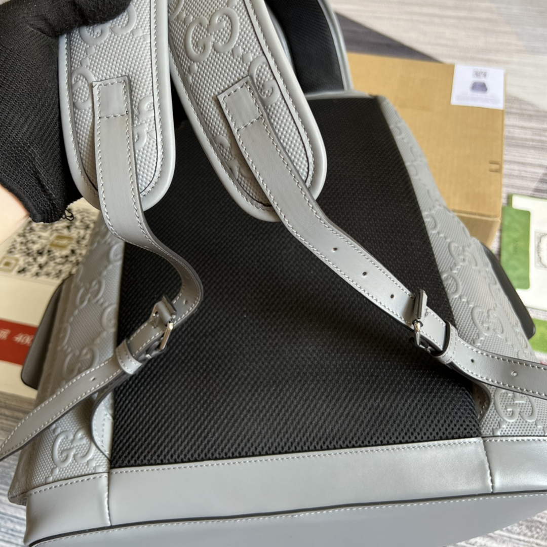 Gucci 625770 GG embossed backpack Grey Leather