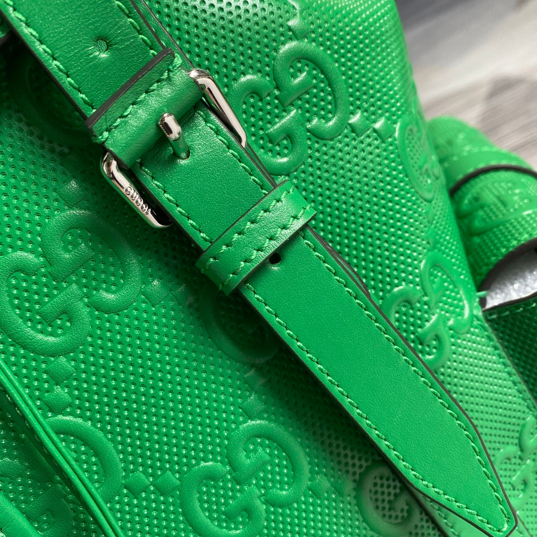 Gucci 625770 GG embossed backpack Green Leather