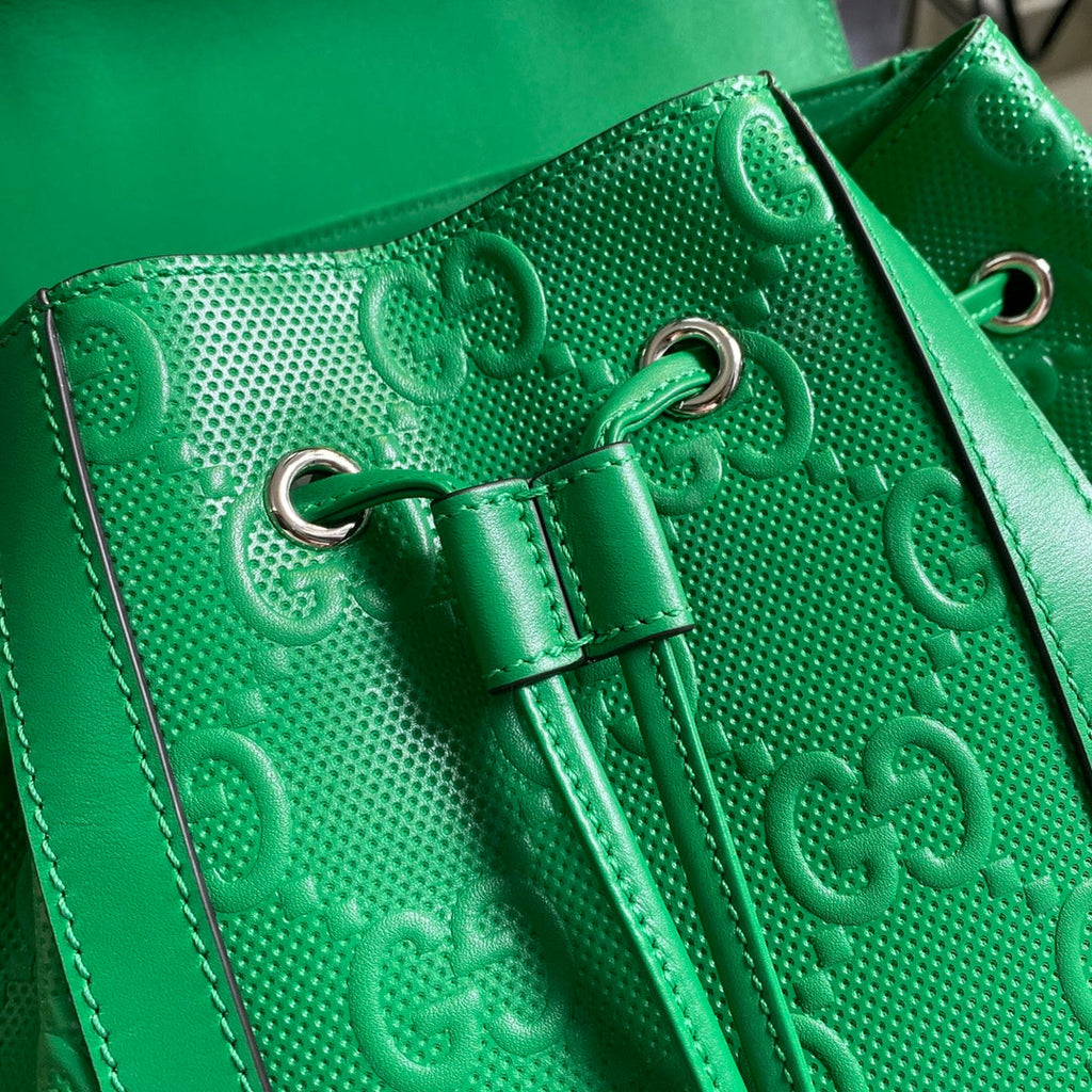 Gucci 625770 GG embossed backpack Green Leather