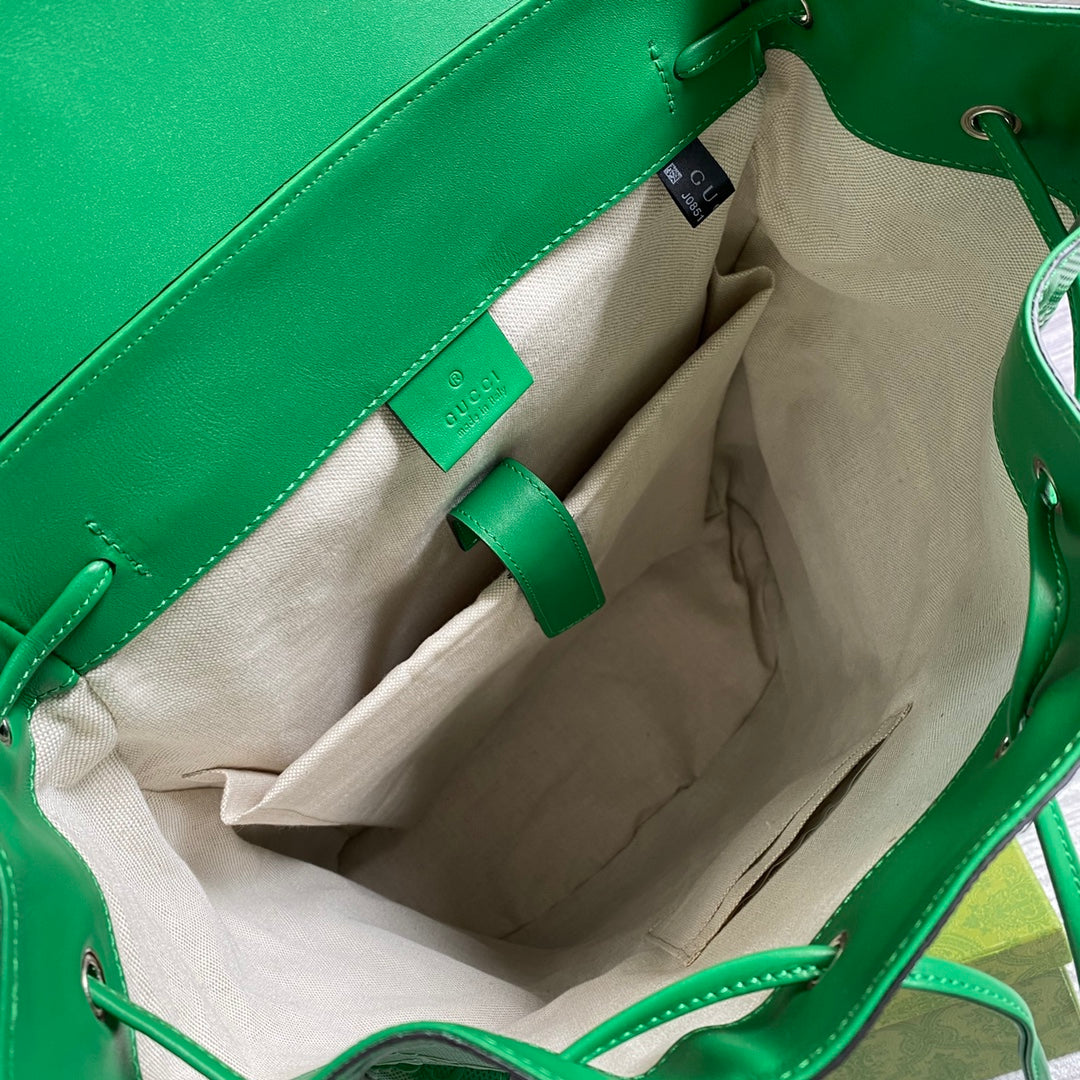 Gucci 625770 GG embossed backpack Green Leather