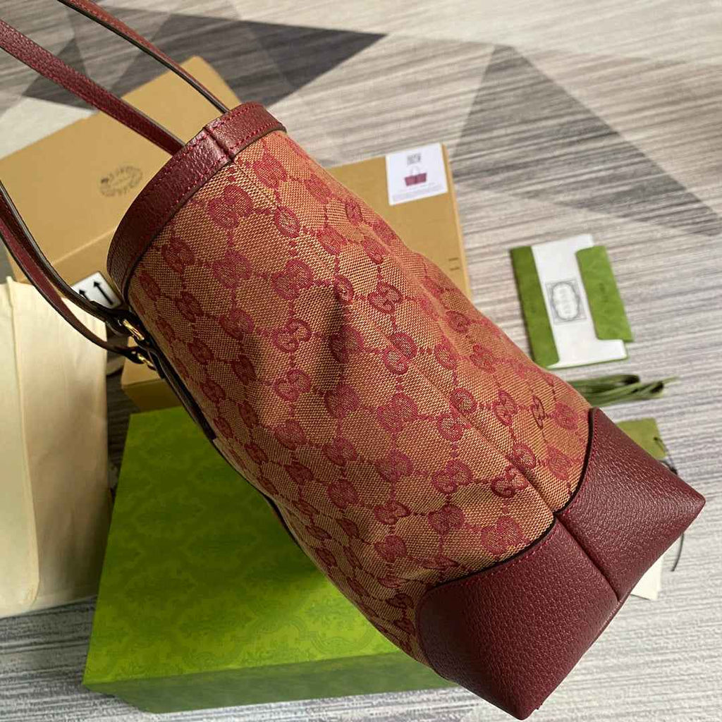 Gucci ‎631685 Ophidia GG medium tote Red Supreme canvas