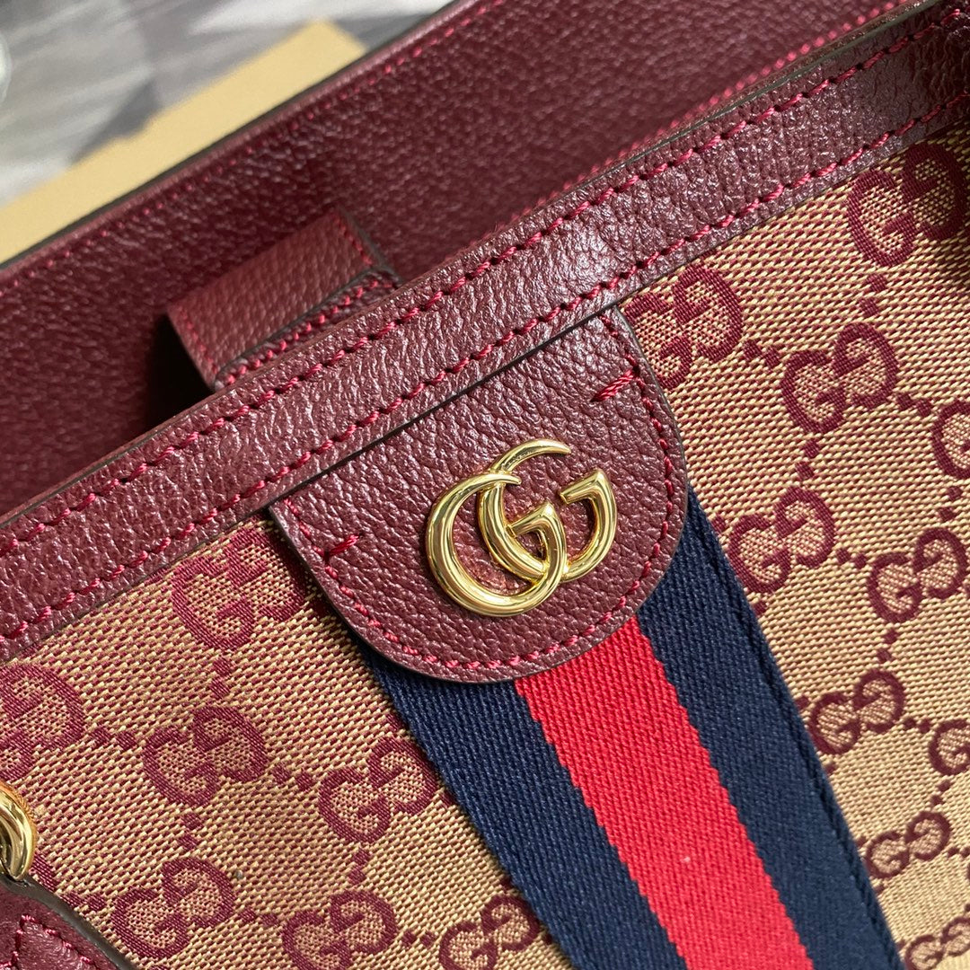 Gucci ‎631685 Ophidia GG medium tote Red Supreme canvas