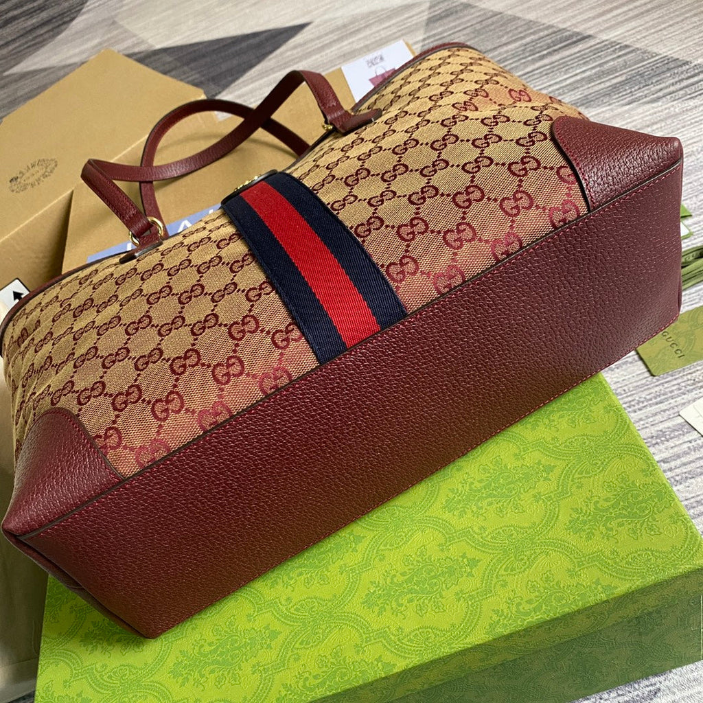 Gucci ‎631685 Ophidia GG medium tote Red Supreme canvas