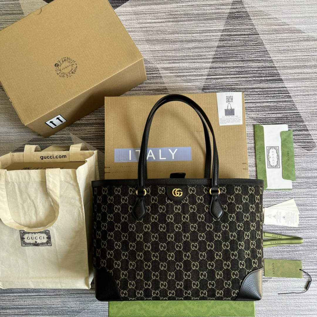 Gucci ‎631685 Ophidia GG medium tote Black Supreme canvas