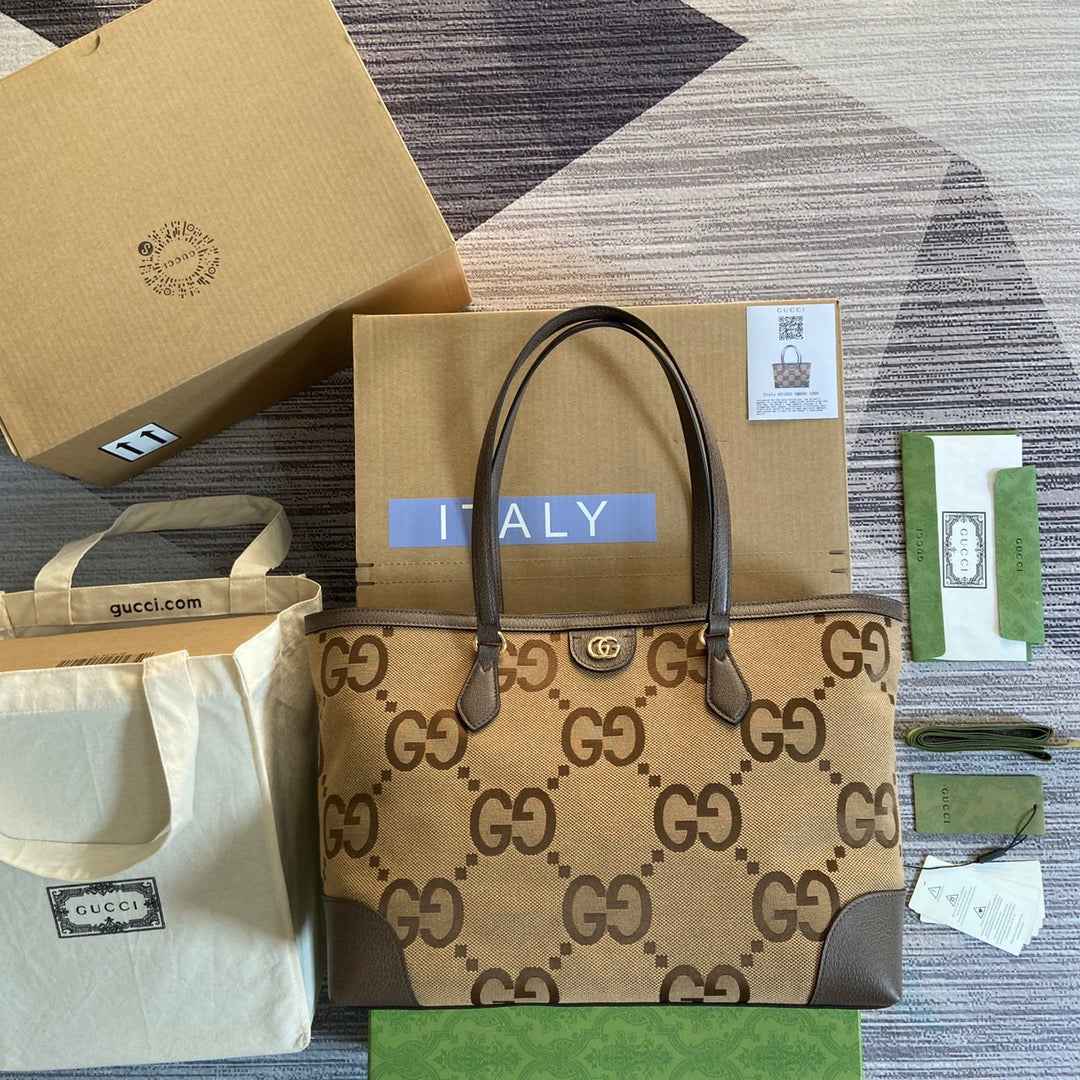 Gucci ‎631685 Ophidia jumbo GG medium tote Camel GG leather